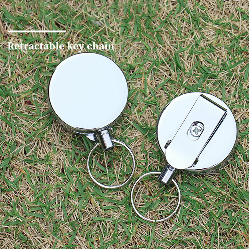 1/2/4PCS Key Chain 60/70cm Retractable Keyring Metal Wire Keychain Clip Pull Recoil Sporty Outdoor Camping Metal Pull Key Rings