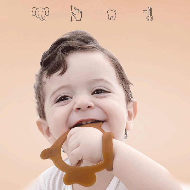 Bebê mordedor brinquedo seguro anti-queda silicone bebê mordedor de pulso durável calmante chupeta dentição brinquedos para bebês