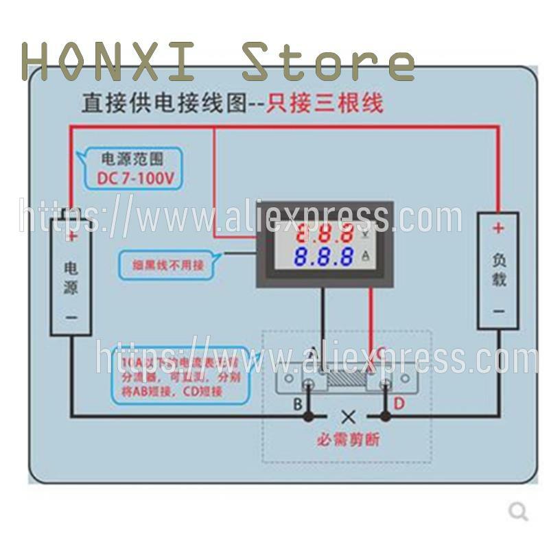 Digital Tensão Amperímetro Cabeça Pressão, Duplo Display LED, DC7V-100V 10A 50A 100A, 1Pc