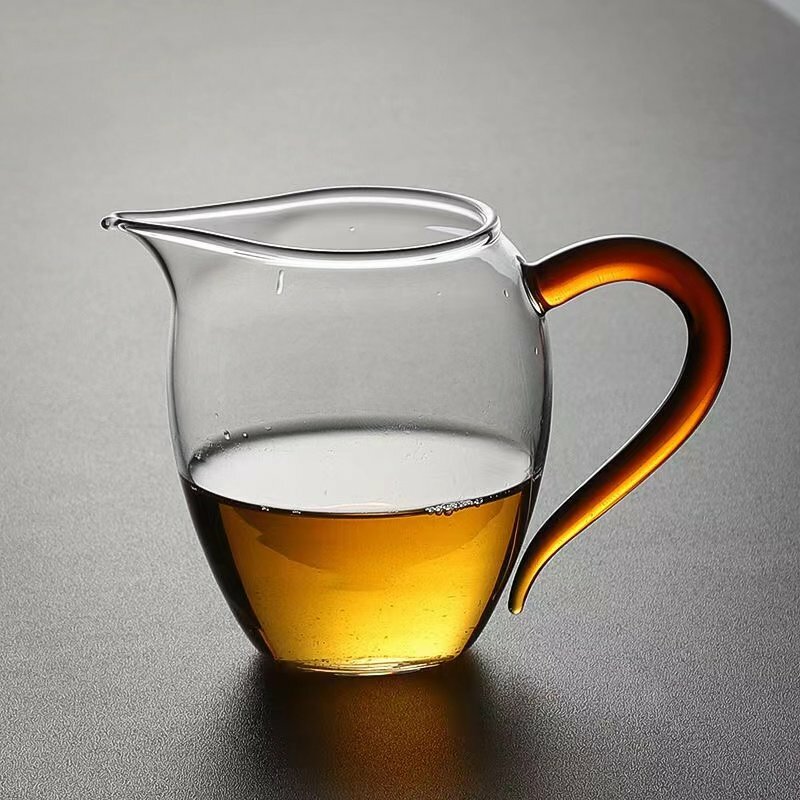 Japanese Style Spiral Hexagon Shape Heat resistant Glass Fair Cup Tea Pitcher Chahai Justice Cup Kungfu Tea Set Accessorie