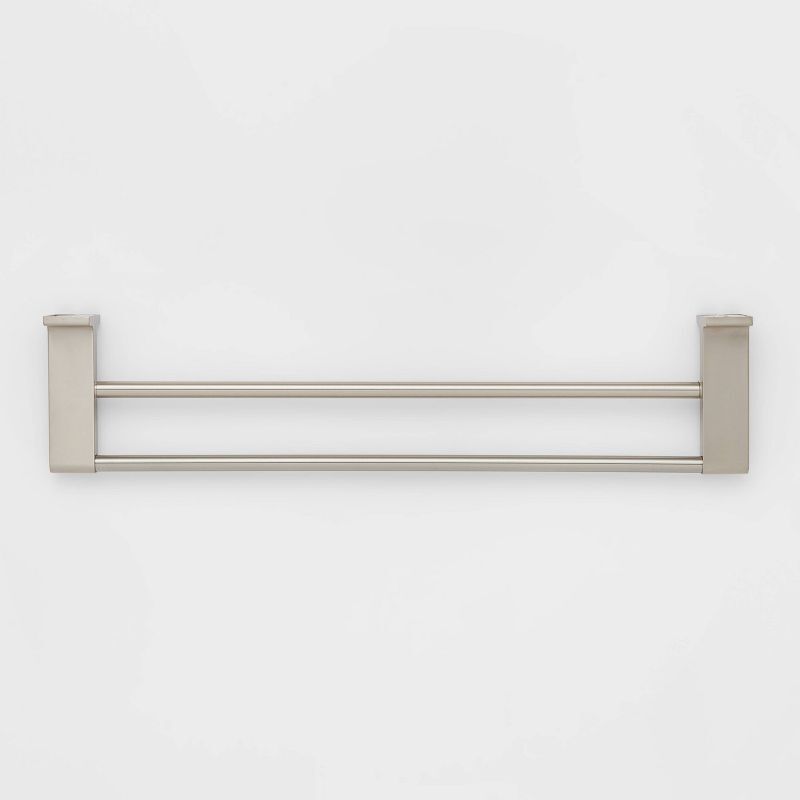 Sleek Double Modern Towel Bar in Brushed Nickel for Contemporary Bathrooms
