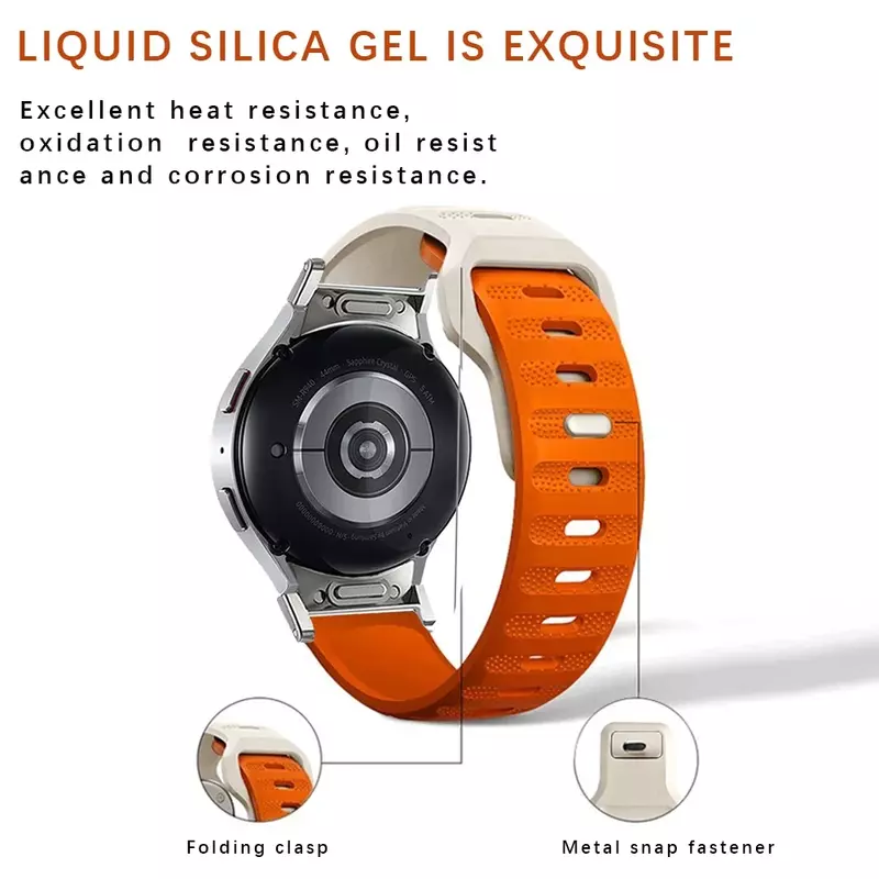 Correa de silicona suave de ajuste rápido para Samsung Galaxy Watch6 Classic, pulsera deportiva sin huecos, 47mm, 43mm, 6/5/4, 40mm, 44mm, 5Pro, 45mm
