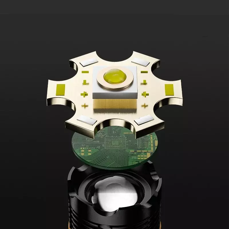 FLSTAR FACE-Mini Lanterna Portátil LED, Carregamento USB, Tocha de Alta Potência, Ao Ar Livre, Camping, Impermeável, Lanterna de Emergência, 3 Modos