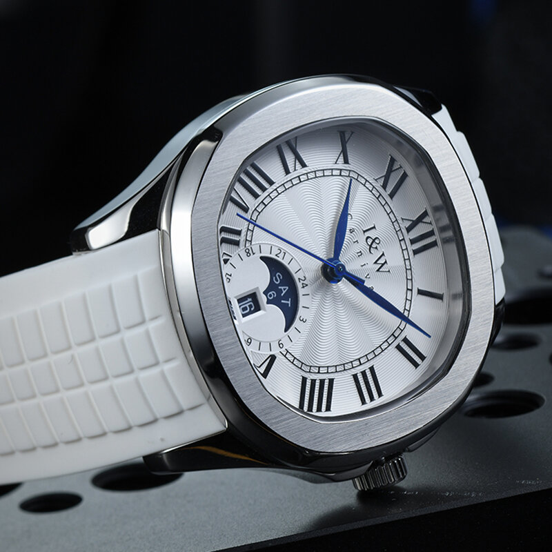 IW 2024 New Casual Fashion Men Watch Fully Automatic Mechanical Watch Brand Original Men Silicone Watch Weekly Calendar Display