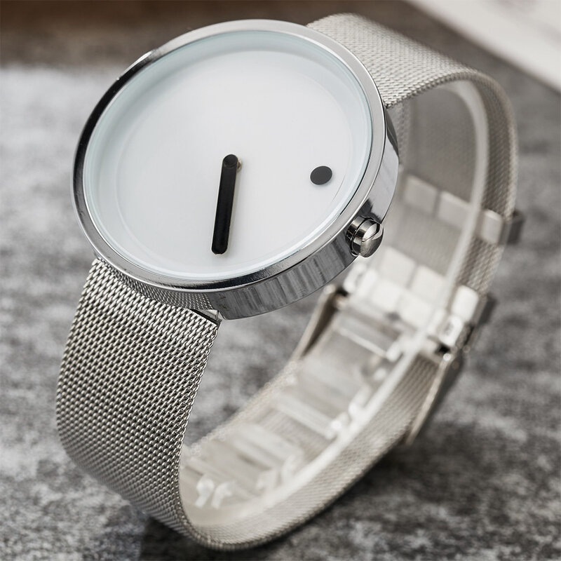 新ファッションのユニークな腕時計男性ミニマリ革バンドanlaogクォーツ腕時計男性リロイhombreレロジオmasculino