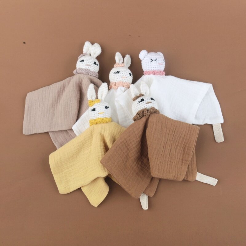 Infant Soother Bib Mood Appease Bib Knitted Animal Security Blanket Small Towel G99C