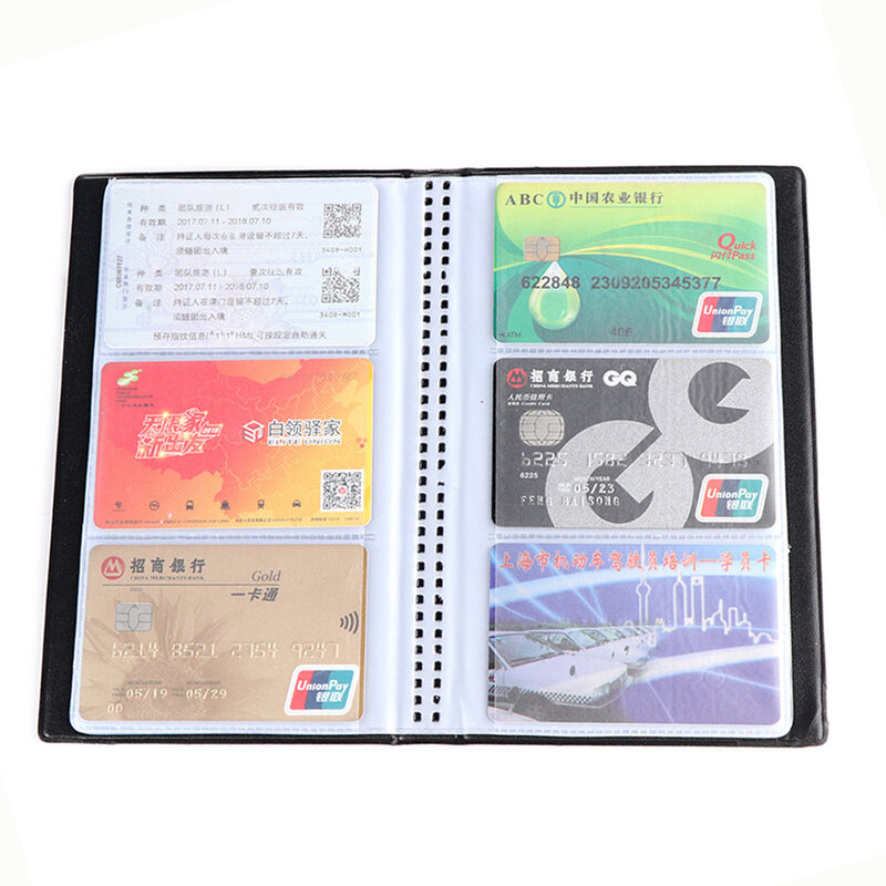 Black Pu Leather Card 40/120/180/240 Id Credit Card Holder Paper Craft Book Case Organizer Business Collection Storage Container