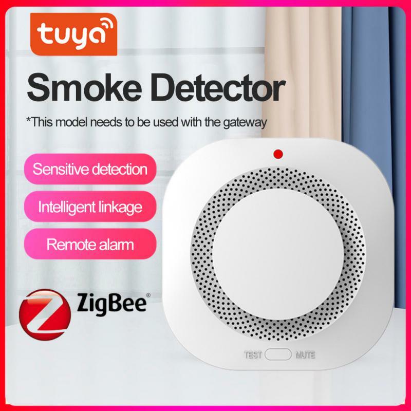 Detektor asap Zigbee Tuya, dapur rumah pencegahan keamanan asap Sensor suara Alarm bekerja dengan Zigbee Hub Smart Life APP