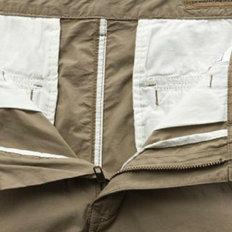 กางเกงผู้ชายแบบลำลอง1ชิ้น, กางเกงผู้ชายขาสามส่วนผู้ชายกระดุมซิปปิดมีกระเป๋าระบายอากาศได้ดีกางเกงที่เก้าสำหรับผู้ชาย