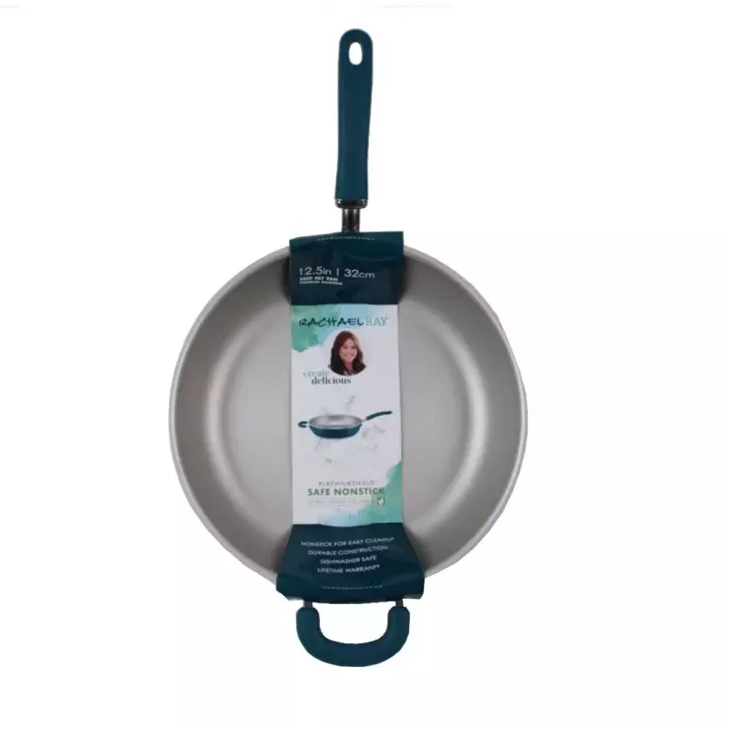 Rachael Ray Create Delicious 12.5" Nonstick Deep Frying Pan, Teal Shimmer