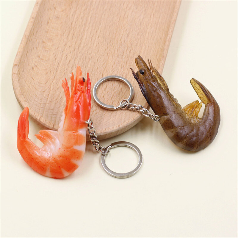 PVC Funny Simulation Shrimp Keychain Pendant Student Couple Personality Bag Pendant Car Keychains Fashion Key Chain Jewelry Gift