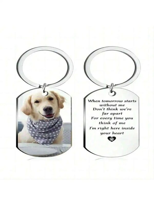 Porte-clés photo personnalisé pour animaux de compagnie, étiquette commémorative bricolage, chat, chien
