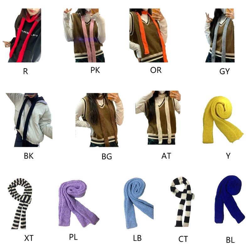 Frauen dünner Schal dünner Halsreif-Gürtelstreifen-langer Krawatten-Schal-Taschen-Griff-Wickel