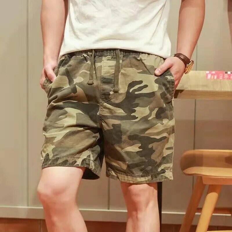 Mens Cargo Shorts with Draw String Bermuda Short Pants for Men Camouflage Camo Comfortable Streetwear Free Shipping Homme Summer