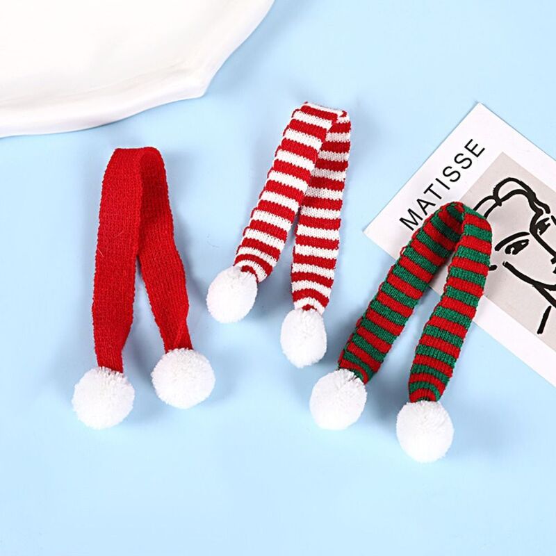 Mini bufanda de punto a rayas rojas y blancas, adorno de juguete, fibra acrílica, Mini bufanda de punto, decoración de muñecas