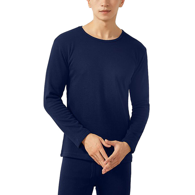 ชุดเสื้อกางเกงยาวเก็บอุณหภูมิสำหรับผู้ชายชุดชุดลองจอนหนาให้ความอบอุ่นสำหรับฤดูหนาวผ้าฟลีซเก็บ L-4XL ให้ความอบอุ่น