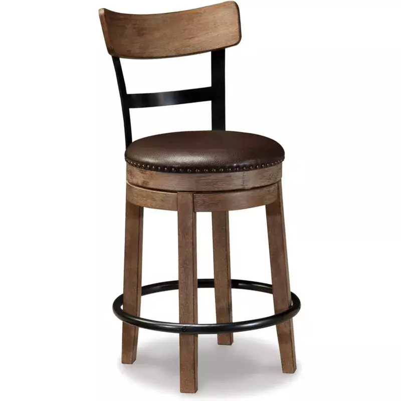24" Farmhouse Counter Height Upholstered Swivel Barstool, Polyester, Casual Style,19" W x 18.5" D x 37.25" H