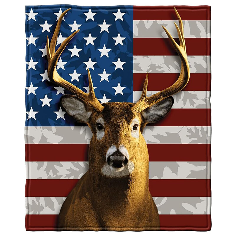 Deer flannel blanket, deer velvet men and women's children's blanket, national flag deer blanket, super soft blanket
