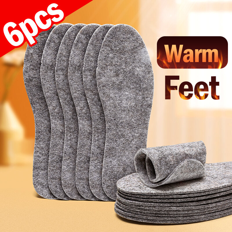 Palmilha de feltro de lã masculina e feminina, algodão confortável, resistente a frio e odores, calor de inverno, pode ser aparada
