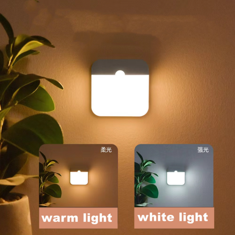 Luz Nocturna LED con Sensor de movimiento, lámpara nocturna recargable, inalámbrica, para cocina, dormitorio, armario, lámpara de inducción PIR