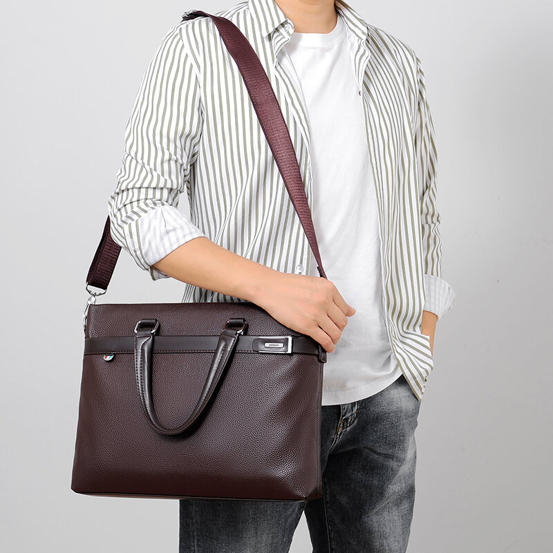 Kavard tas jinjing pria modis tas PU kualitas tinggi untuk tas bahu tas kantor polos bisnis