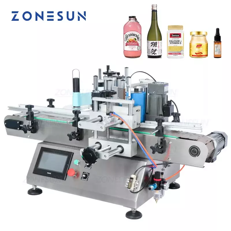 ZONESUN التلقائي المطهر زجاجة آلة وضع العلامات مع الطابعة ، ZS-TB500 ، ملصقا مطهر الصابون السائل ، زجاجة ماء التلقائي