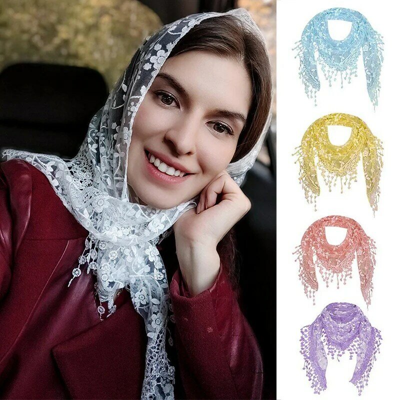 Модная женская треугольная накидка, Женская шаль с кисточками, шали, шарфы, цветочный кружевной шарф, реквизит для фотосъемки на весну и лето, аксессуары