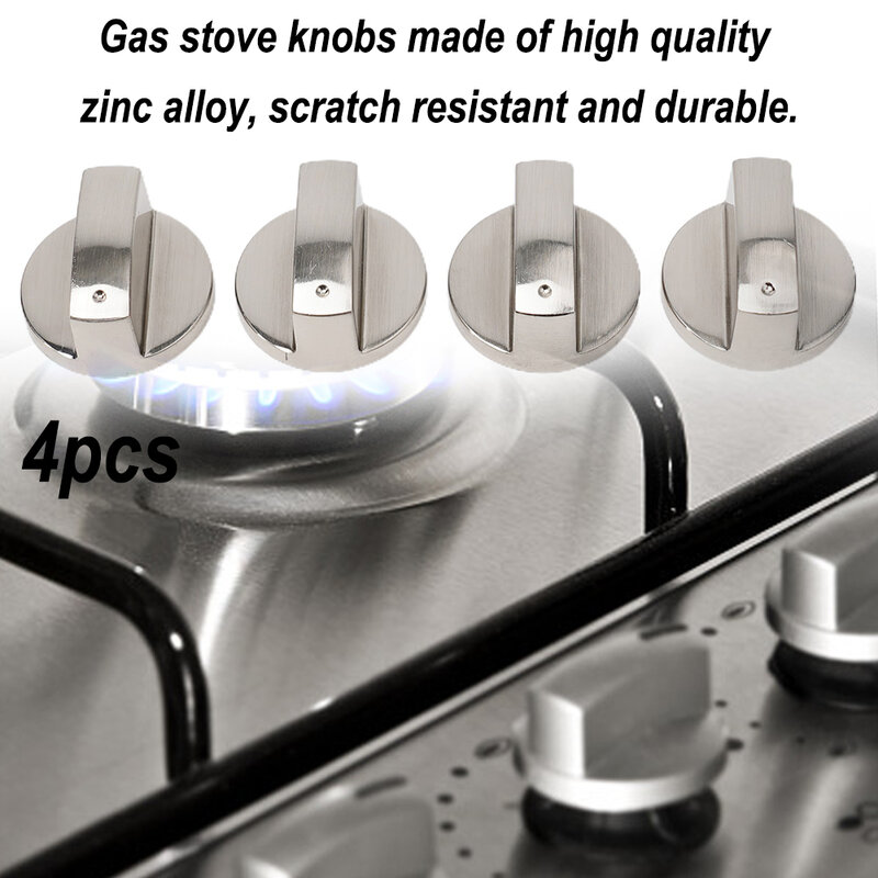 4Pcs Gas Stove Knobs Universal Metal Rotary Switch Control Knobs Replacement For Kitchen Cooker Oven Hob Control Knobs Switch