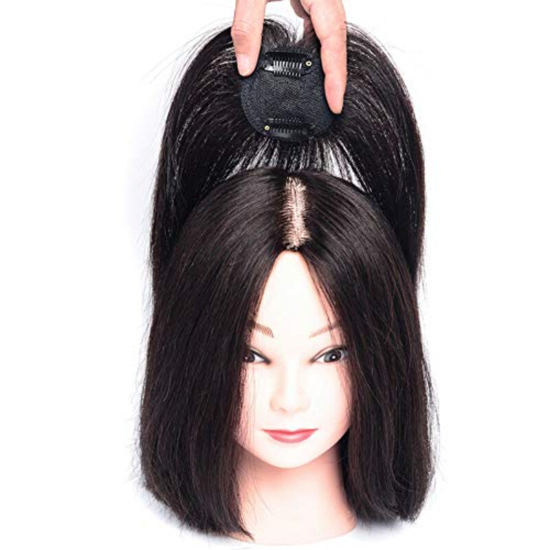 Leimlose Perücke Echthaar Clip-on Haar Topper gerade Verlängerung Abdeckung weiß spärliche Haare Haarteil Peluca de Cabello 100% Humano