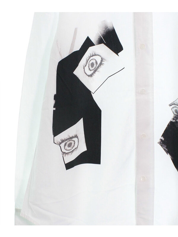 Mysterious eye print design dark style Unisex shirts yohji yamamoto homme mens shirts for men's clothing white shirts