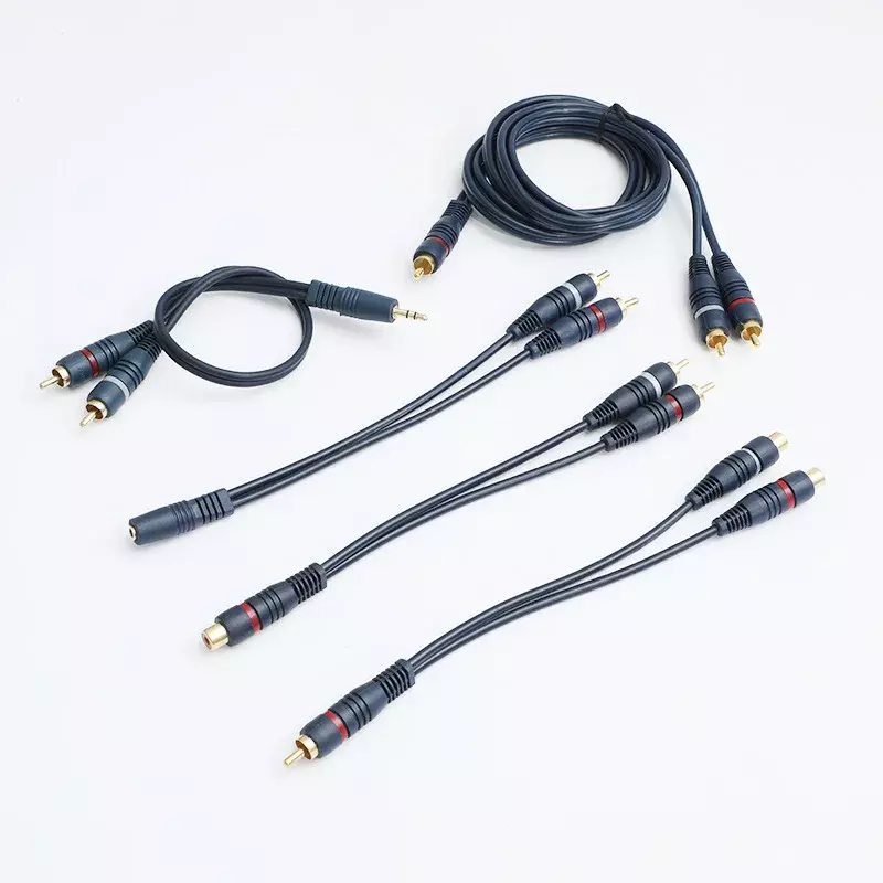 2 RCA To 1 RCA Female Ke Male To Female Splitter Cable Audio Splitter Distributor Converter Speaker Kabel Emas
