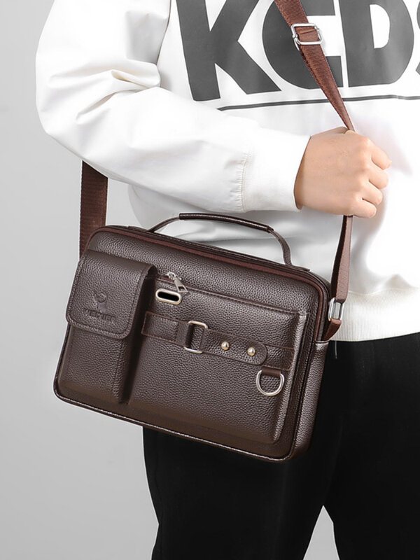 Men's anti-theft PU leather shoulder bag, fashionable and waterproof business commuting handbag, travel  new men's crossbody bag