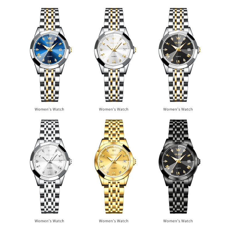 OLEVS 여성용 우아한 마름모 시계, 오리지널 쿼츠, 숙녀 손목시계, 스테인리스 스틸 방수, 빛나는 탑 브랜드 시계, 신제품