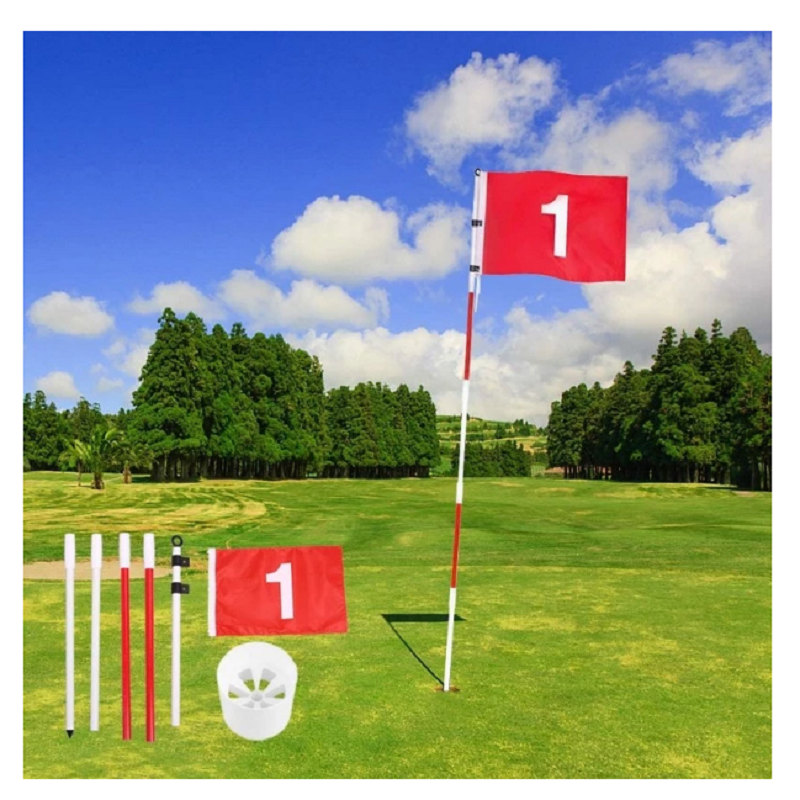 Juego de palos de Golf portátiles, pasador de práctica de 5 secciones, banderas de poste para entrenamiento de jardín de patio