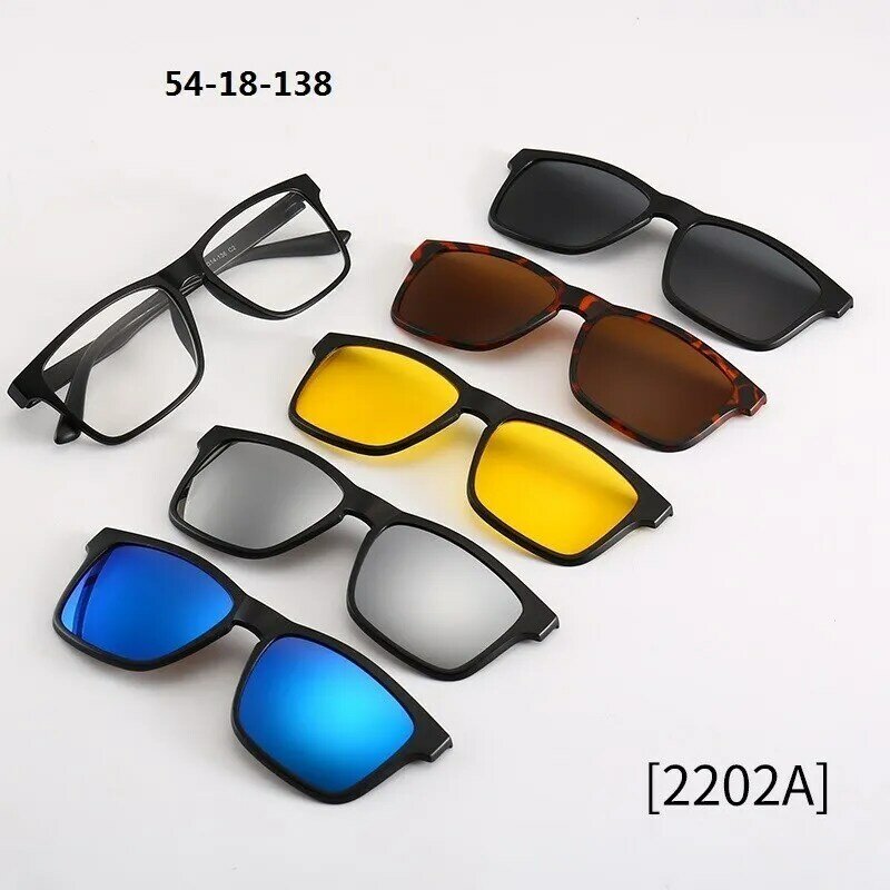 Gafas de sol magnéticas ópticas polarizadas para hombres y mujeres, Clip magnético, montura de gafas de sol, Clip Polaroid personalizado, 6 en 1
