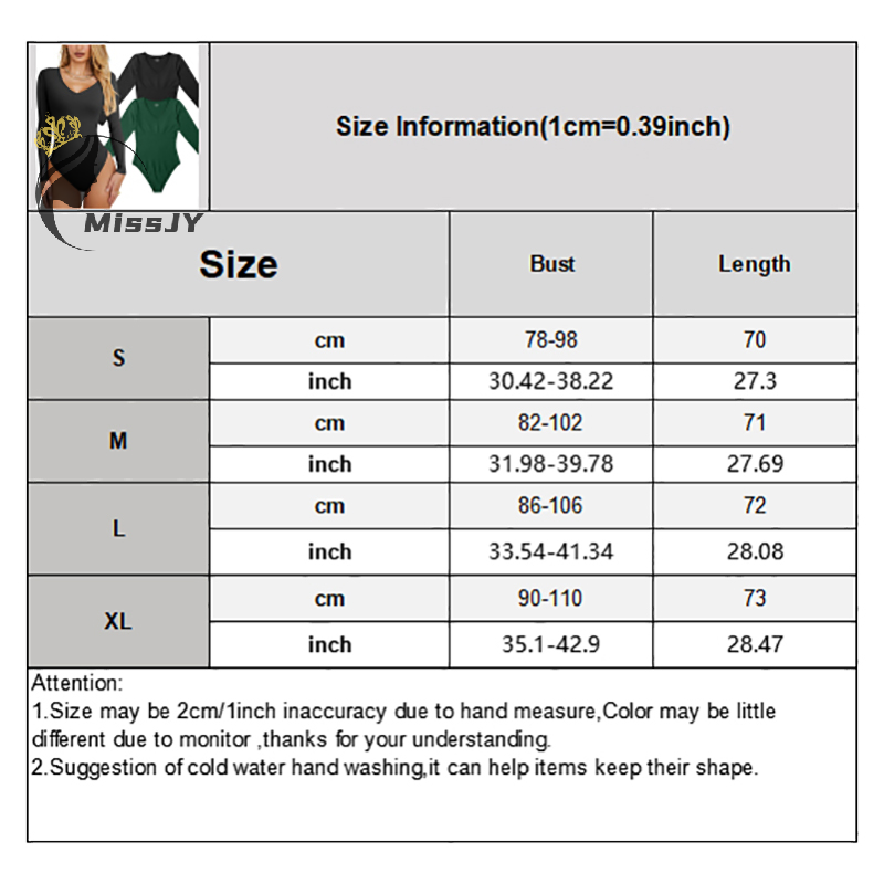 Women's V Neck Solid Color Jumpsuit Long Sleeve Basic Top Bodysuits