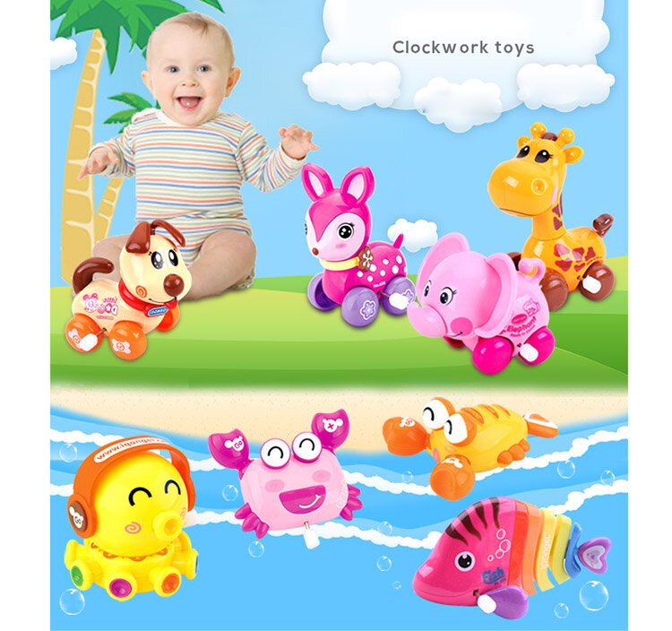 Simpatico cartone animato animale carica giocattoli giocattolo classico a orologeria giocattolo per bambini