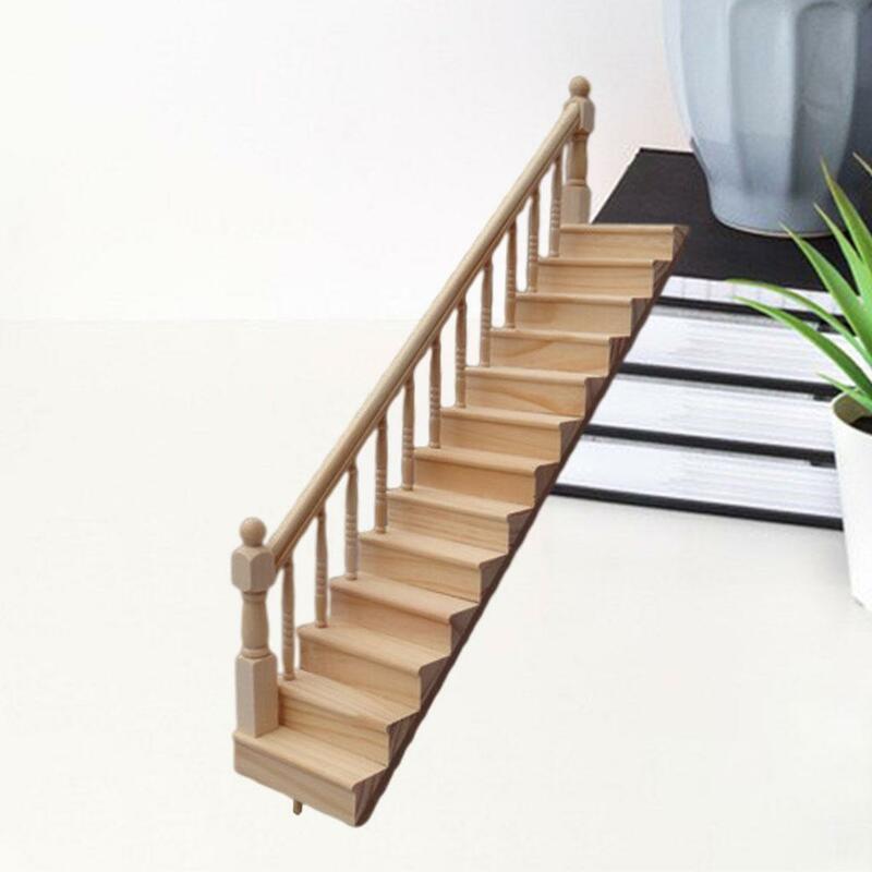 Mini 1/12 Scale Doll House Stairs Model Wooden Pretend Play Gifts