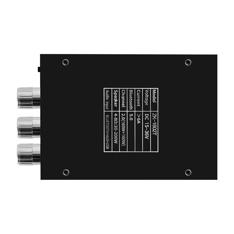 USB Audio Stereo Amplificador Board, Bluetooth 5.0 Subwoofer, AMP de alta potência, 2*100W, 2.0 Channel, ZK-1602T, TDA7498E