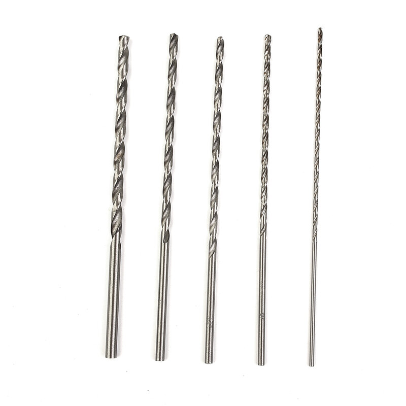 Durable Practical Drill Bit Set 2-5mm Tools 5 piece Extra Long Parts Silver 2/3/3.5/4/5mm 2mm 3mm 3.5mm 4mm 5mm