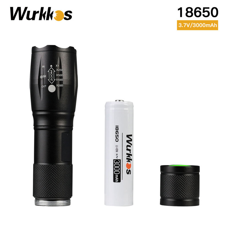 Wurkkos-懐中電灯付き充電式先の尖った電池、充電式電池、18650、3000mAh、3.7v、ncr18650b