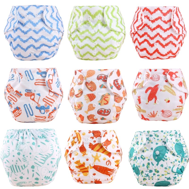 1pc Reusable Diaper Cartoon Print Buttons Adjustable Stylish Baby Shower Swimming Baby Swim Diaper