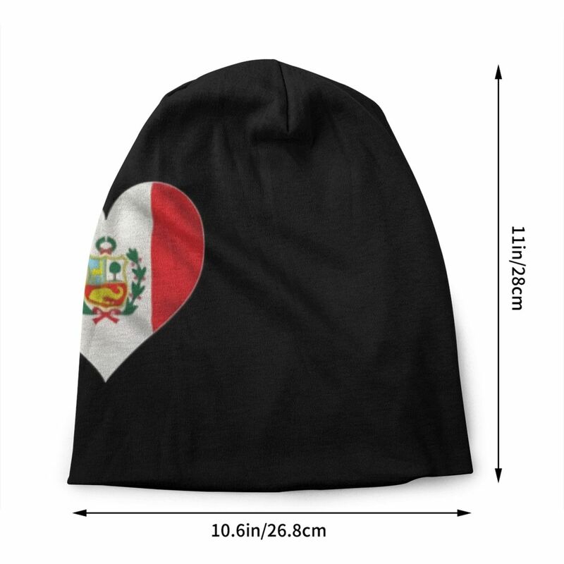Peru Heart Flag Skullies Beanies Caps Unisex Winter Warm Knitting Hat Men Women Hip Hop Adult Bonnet Hats Outdoor Ski Cap
