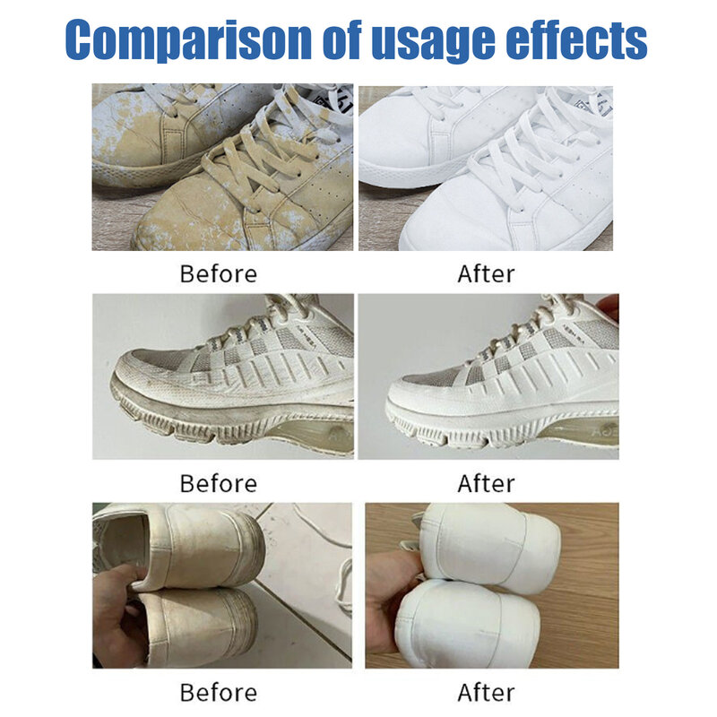 Creme de limpeza para sapatos brancos, multifuncional, remover manchas de sujeira amarela, tênis esportivos, sapatos de lona, clareamento, creme limpador