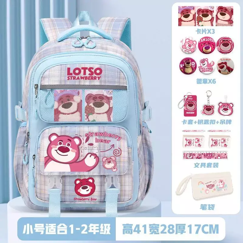 Sanrio-mochila con dibujo de oso de fresa para niños, morral escolar de gran capacidad para estudiantes, morral de dibujos animados