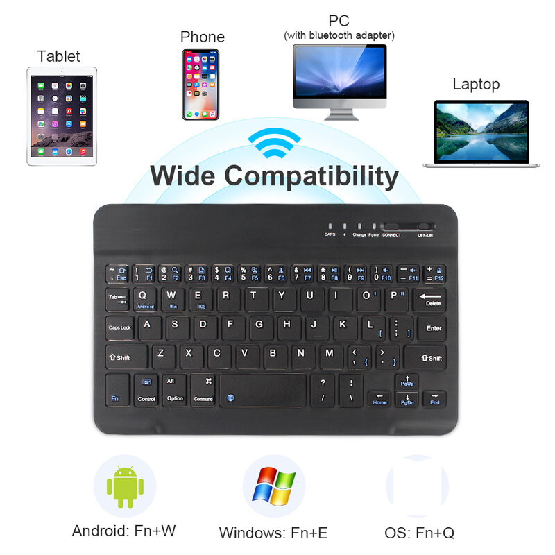 Teclado e Mouse Sem Fio Bluetooth, Recarregável, IOS, Android, Windows, Tablet, iPad Air, Mini Pro, Inglês, Russo