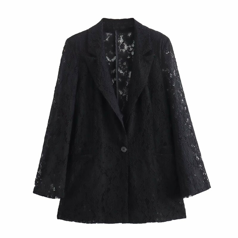 Women's solid color office ladies' lace fashion blazer long skirt 2-piece suit fashionable women's casual 2024 spring and summer