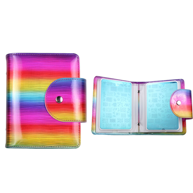 20Slots Laser Rainbow Stamping Plate Holder Case For 9.5x14.5cm Nail Art Plate Organizer Bag Nail Stamping Plate Storage Bag