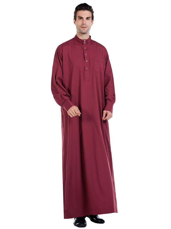Uomo musulmano Jubba Thobe abbigliamento islamico Ramadan abito Abaya da uomo abito lungo abito saudita Musulman caftano juinoltre Dubai abito arabo