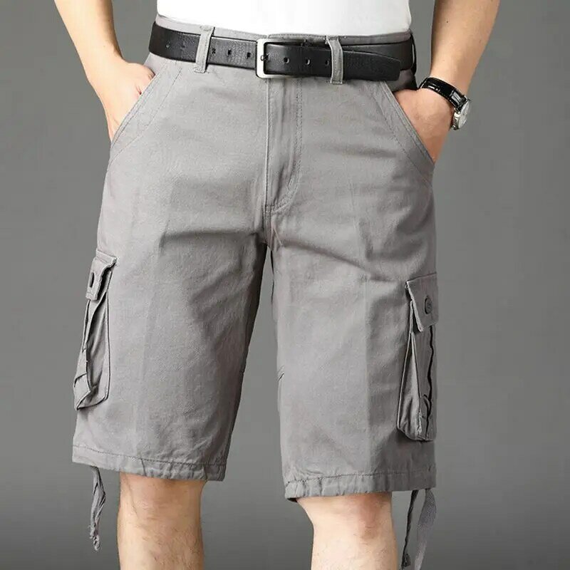 Pantalones cortos Cargo de algodón para hombre, ropa de calle con bolsillo, informal, holgada, nueva moda
